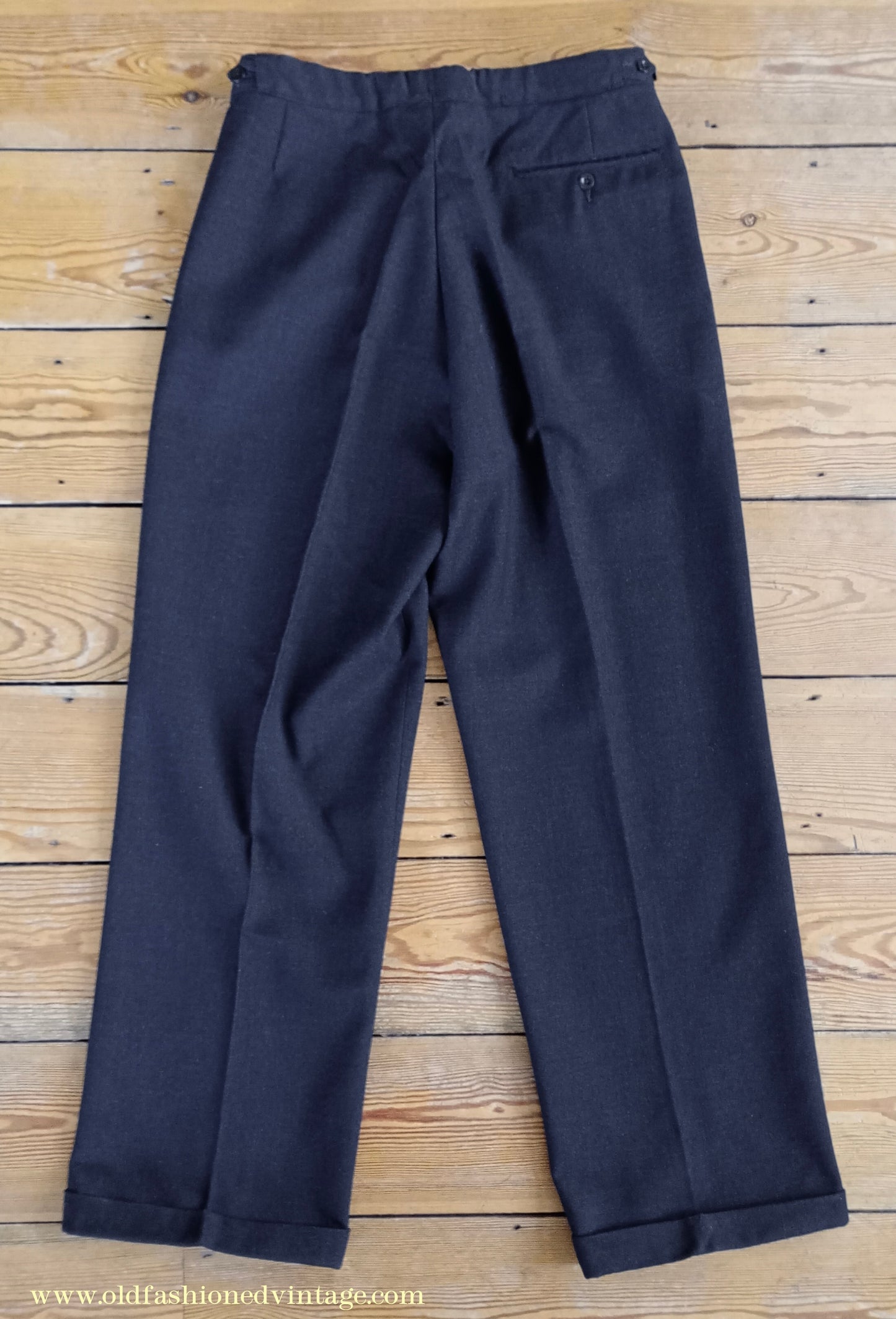 Vintage Mens 1950s Burtons Double Breasted Suit Charcoal Grey Flannel 40" Long