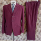 Vintage Mens Bespoke 1960s Suit Burgundy Doeskin Wool 2 Piece Tailored 42"