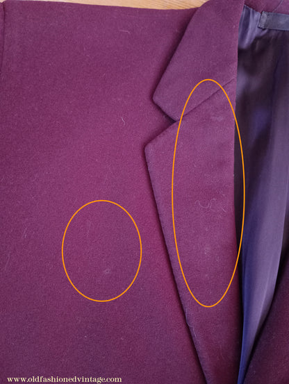 Vintage Mens Bespoke 1960s Suit Burgundy Doeskin Wool 2 Piece Tailored 42"