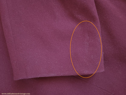 Vintage Mens Bespoke 1960s Suit Burgundy Doeskin Wool 2 Piece Tailored 42"