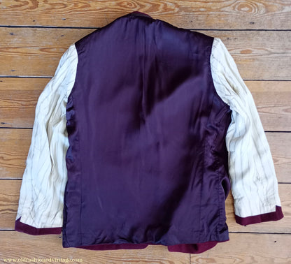 Vintage Mens Bespoke 1960s Suit Burgundy Doeskin Wool 2 Piece Tailored 42"