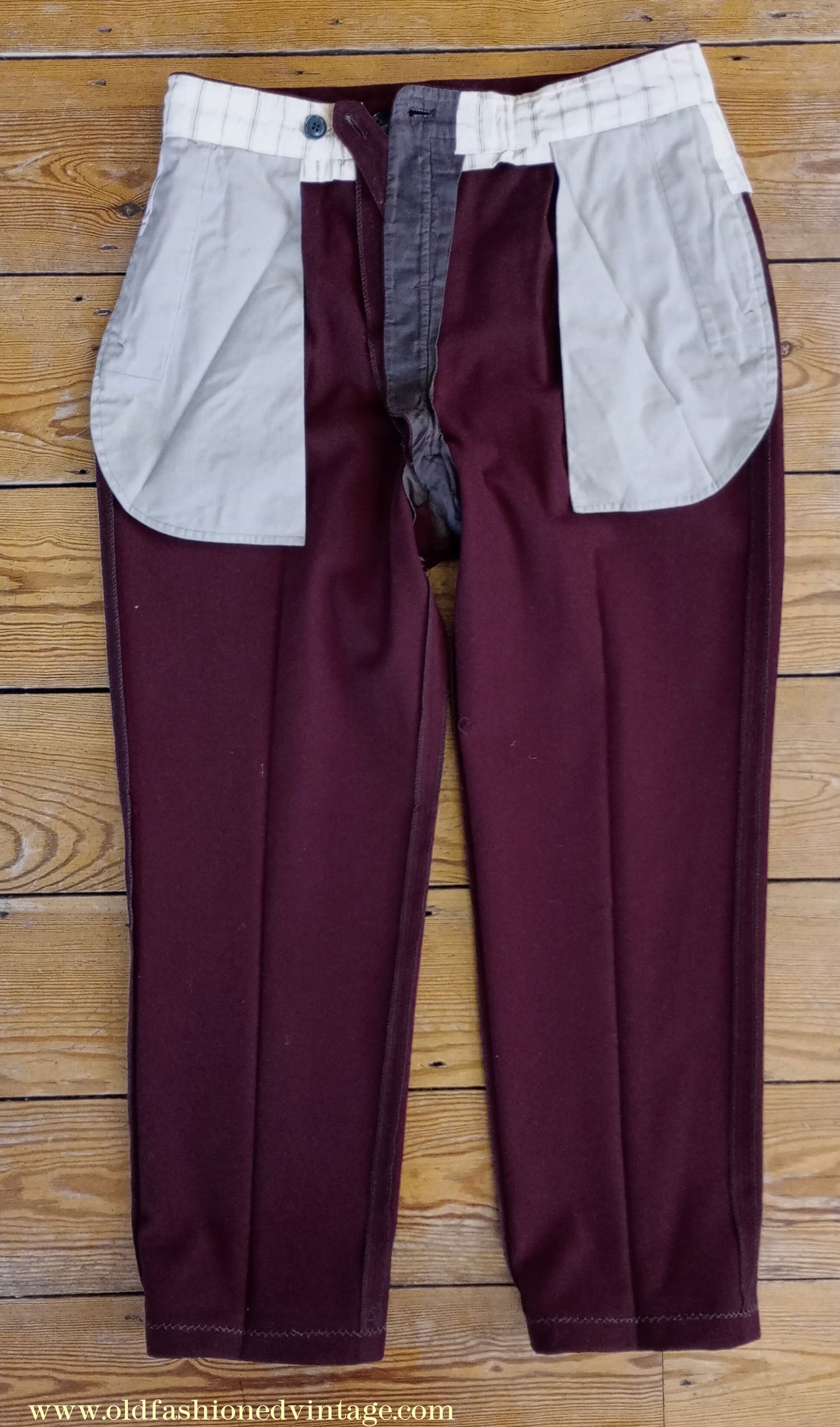 Vintage Mens Bespoke 1960s Suit Burgundy Doeskin Wool 2 Piece Tailored 42"