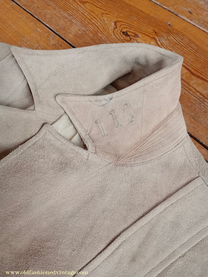 Vintage Mens 1960s 1970s Suede Norfolk Jacket Country Belted Custom Tailored Coat 40" 42"