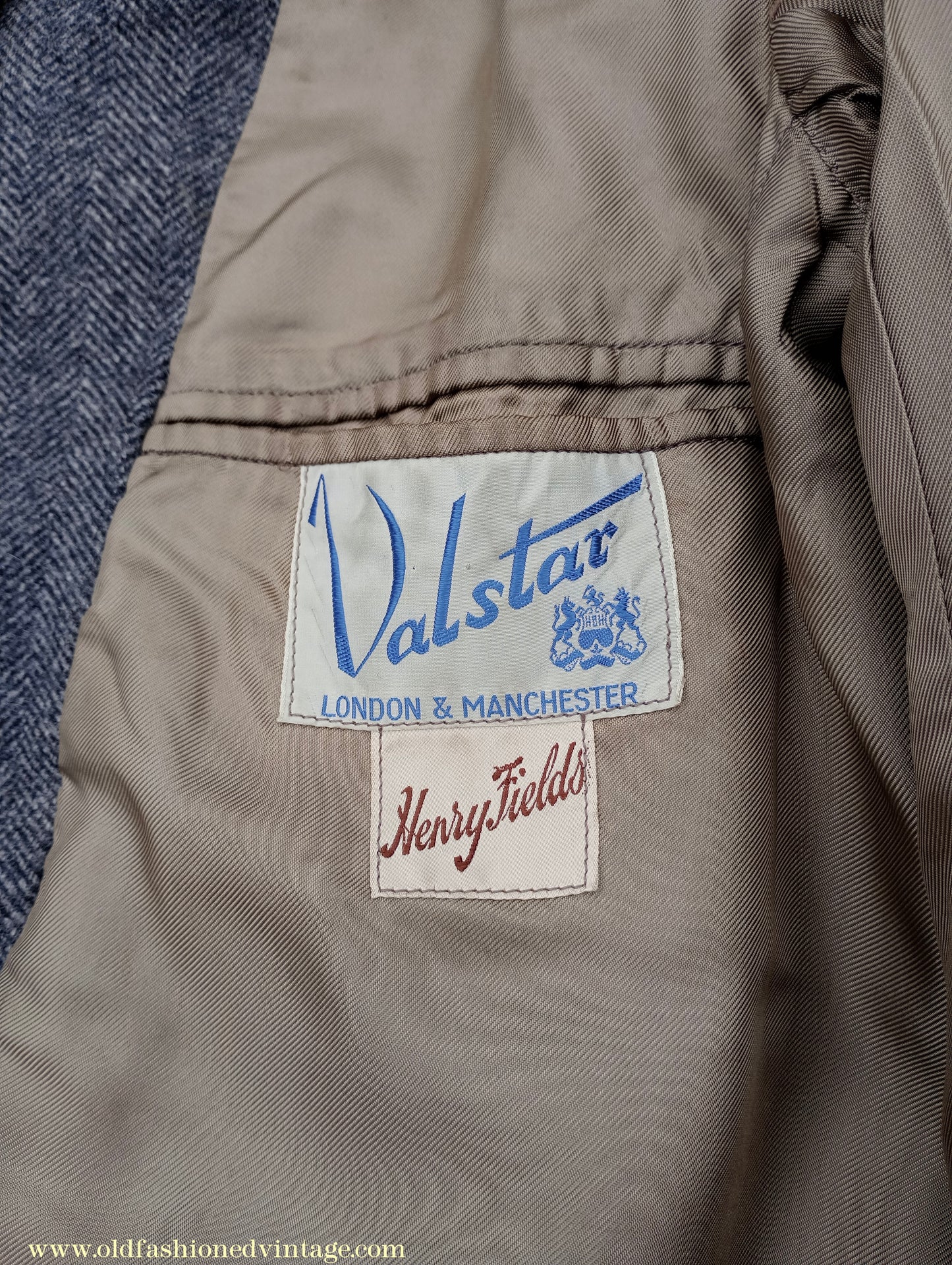 Vintage 1940s Mens Valstar Single Breasted Overcoat Coat Grey Herringbone Tweed 36" 38"