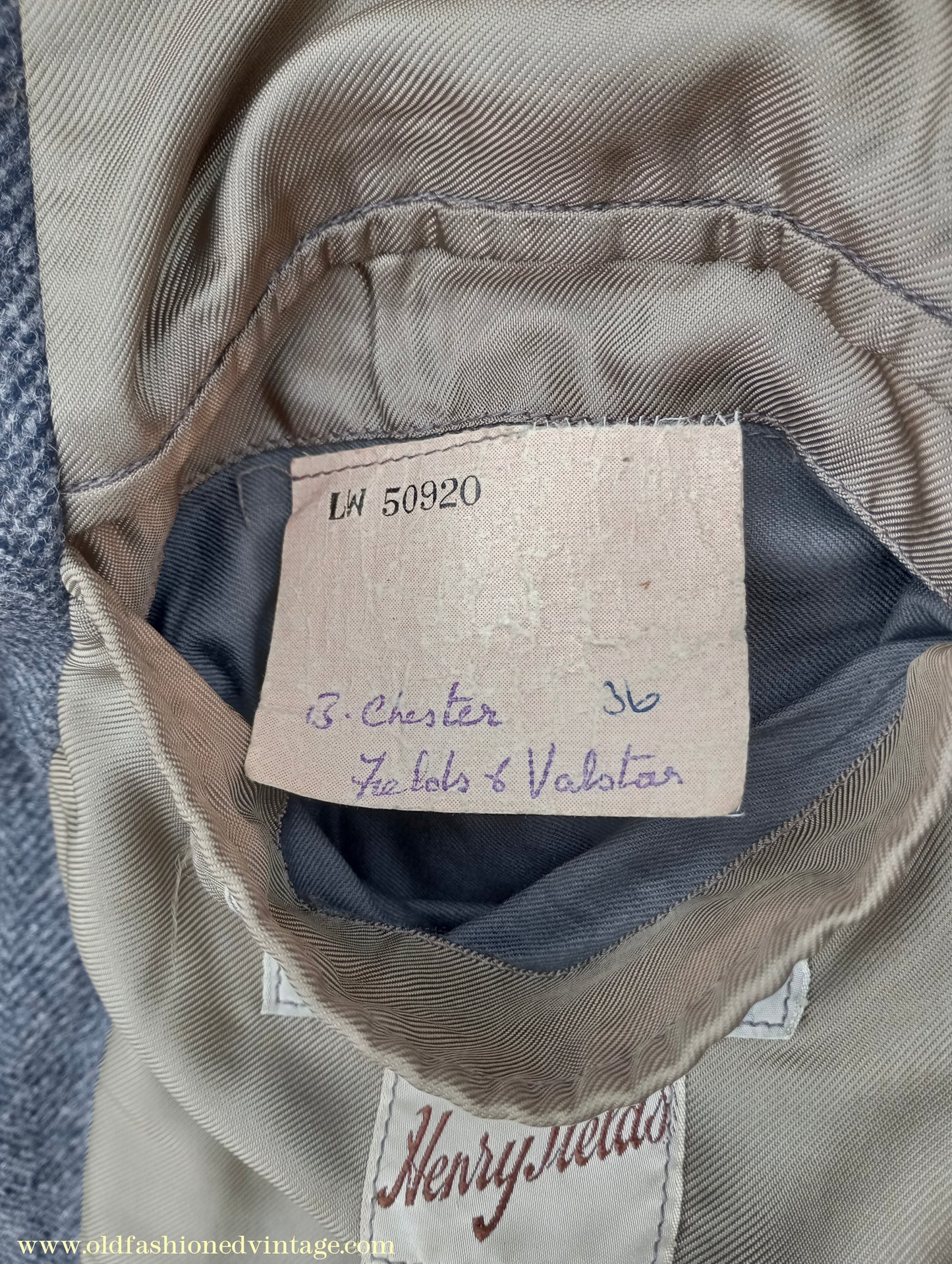 Vintage 1940s Mens Valstar Single Breasted Overcoat Coat Grey Herringbone Tweed 36" 38"