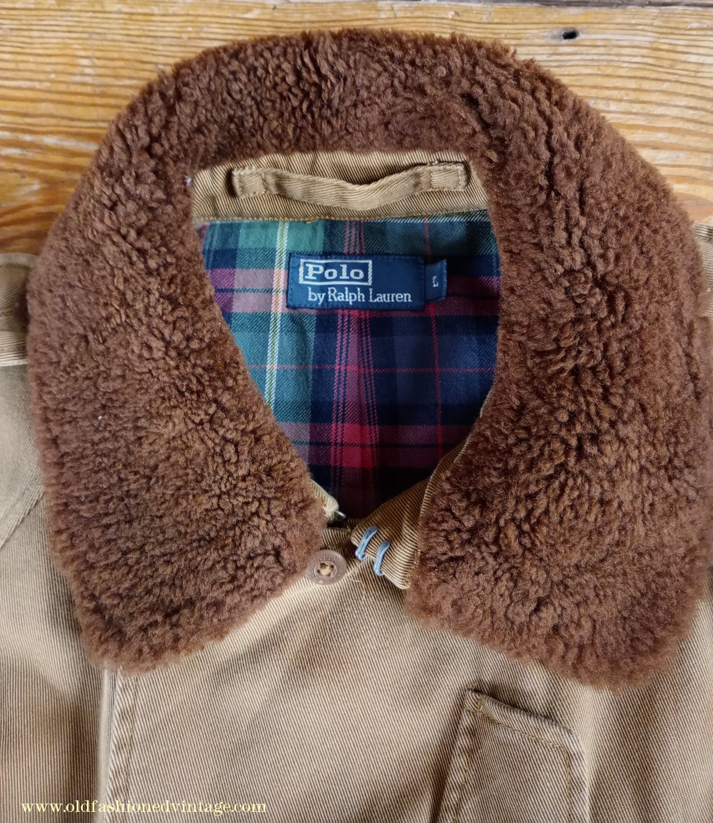 Vintage Mens Polo Ralph Lauren Fur Collar Trench Coat Aviator Motoring WW1 1920s 1930s Style L