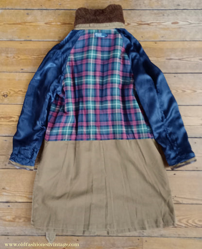 Vintage Mens Polo Ralph Lauren Fur Collar Trench Coat Aviator Motoring WW1 1920s 1930s Style L
