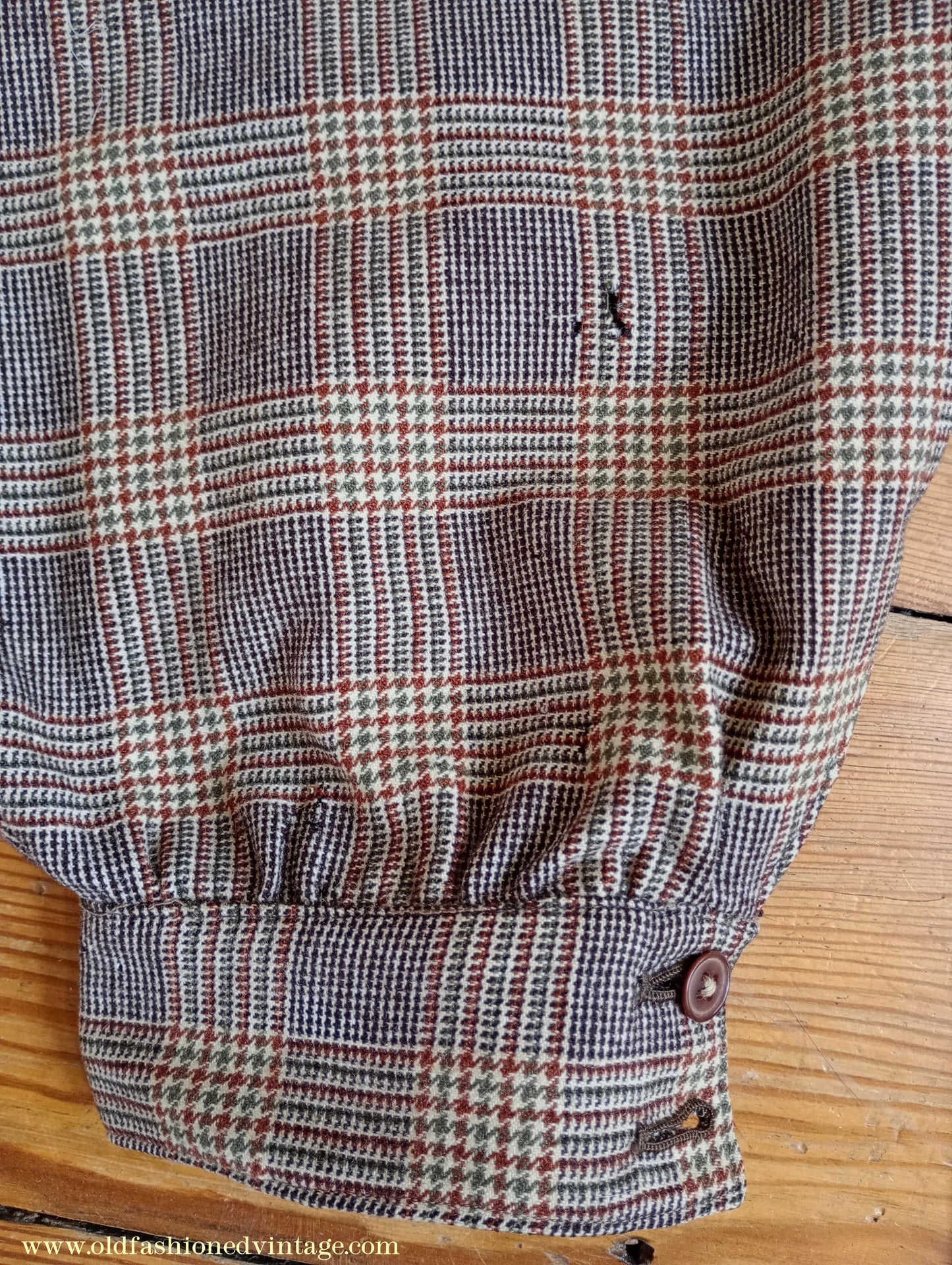 Vintage Mens 1930s 1940s Plus Fours +4s Brown Glen Check Plaid Wool Trousers Breeks Pants 28"