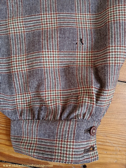 Vintage Mens 1930s 1940s Plus Fours +4s Brown Glen Check Plaid Wool Trousers Breeks Pants 28"