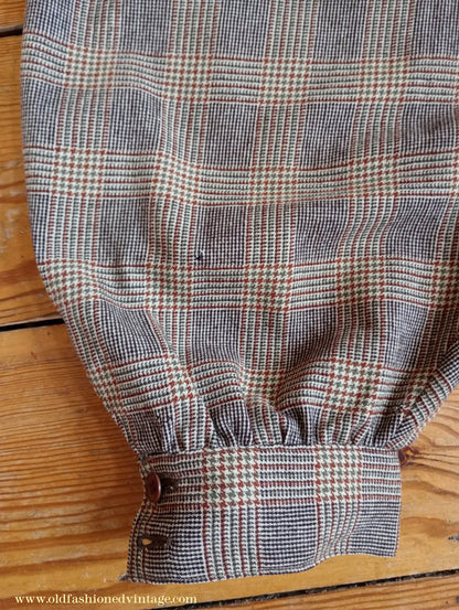 Vintage Mens 1930s 1940s Plus Fours +4s Brown Glen Check Plaid Wool Trousers Breeks Pants 28"
