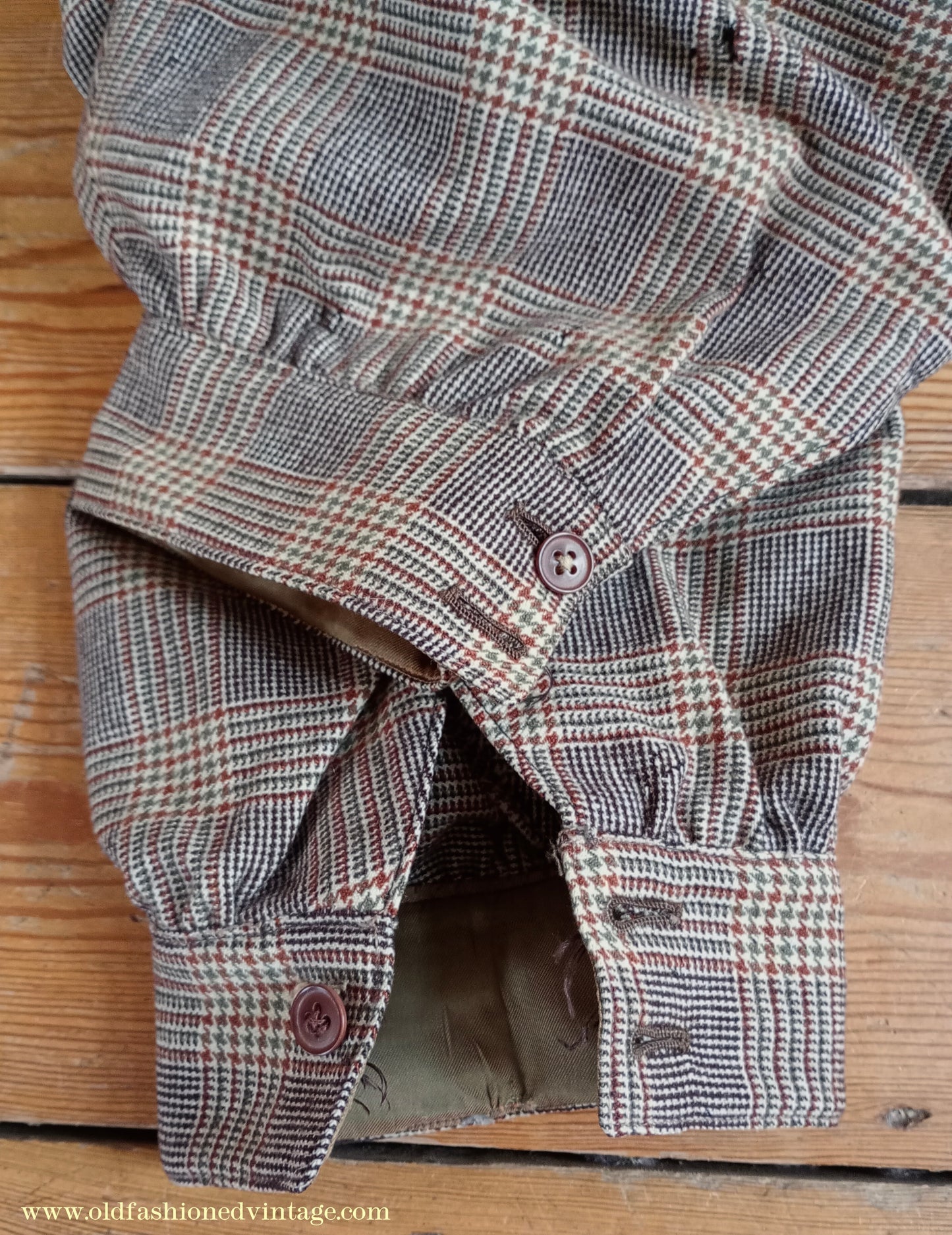 Vintage Mens 1930s 1940s Plus Fours +4s Brown Glen Check Plaid Wool Trousers Breeks Pants 28"