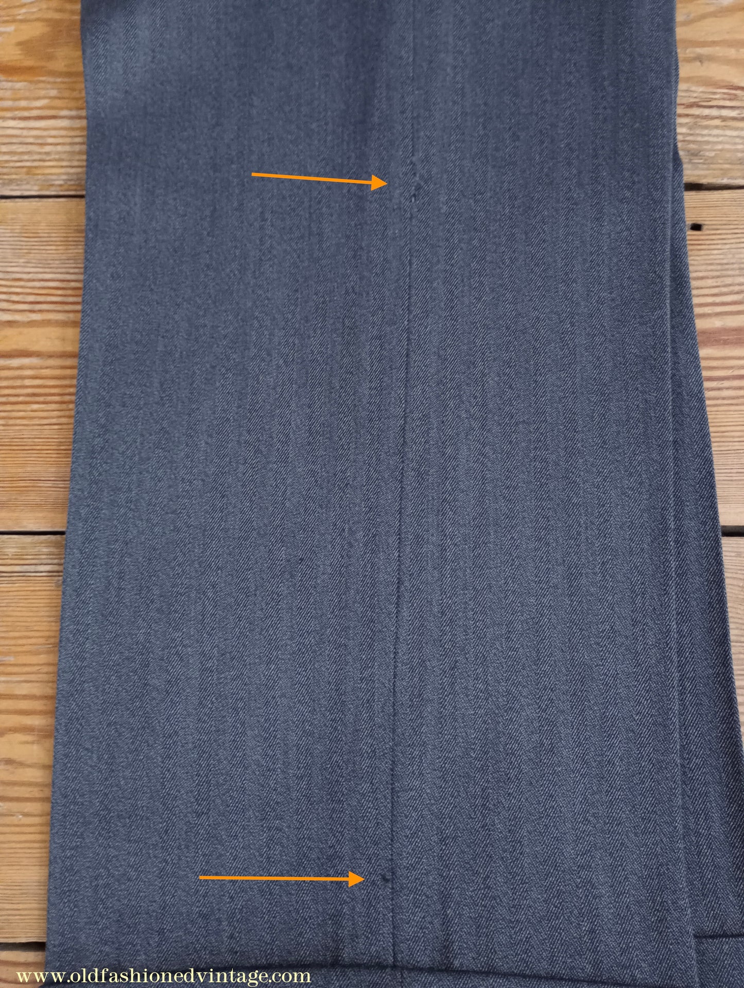 Vintage Mens 1940s 1950s Double Breasted Suit Slate Grey Herringbone Wool 36"