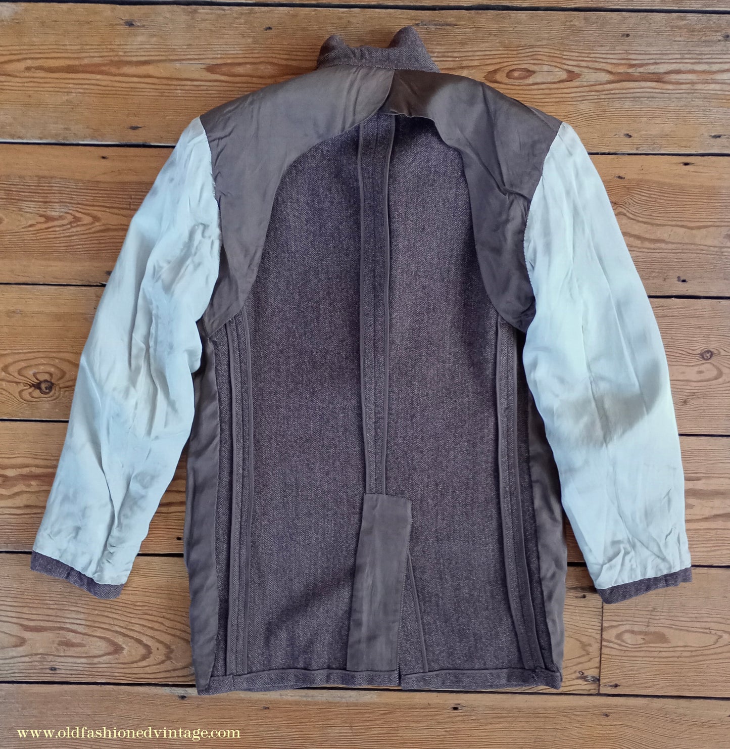 Vintage Mens 1950s American Tweed Suit Ivy Style 3/2 Roll Brown Herringbone Sack Jacket 36"