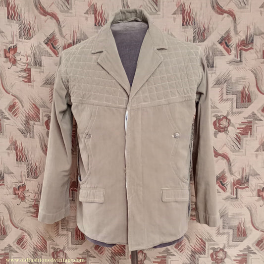 Vintage Mens 1950s Italian Maremmana Hunting Jacket Khaki Cotton 36"