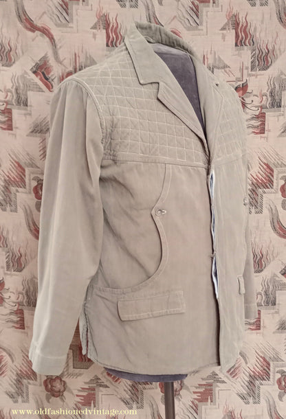 Vintage Mens 1950s Italian Maremmana Hunting Jacket Khaki Cotton 36"