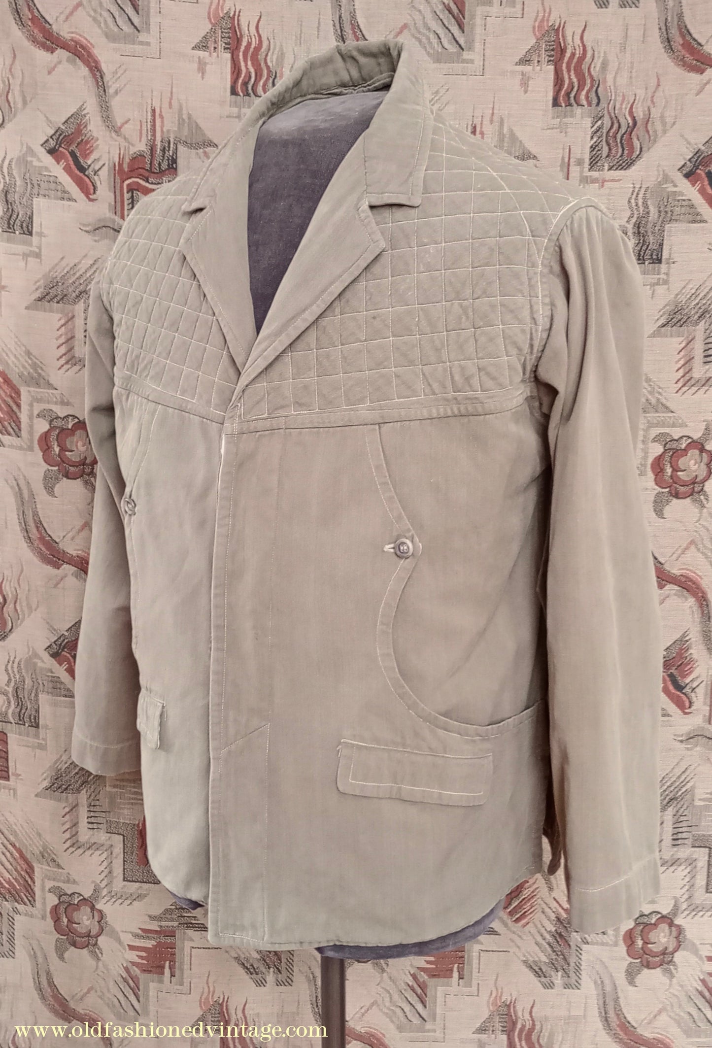 Vintage Mens 1950s Italian Maremmana Hunting Jacket Khaki Cotton 36"