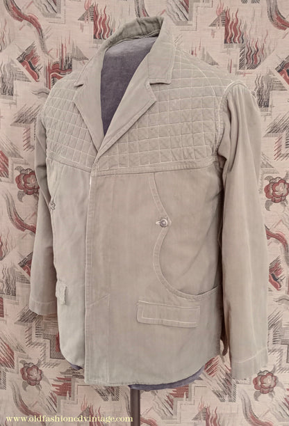 Vintage Mens 1950s Italian Maremmana Hunting Jacket Khaki Cotton 36"