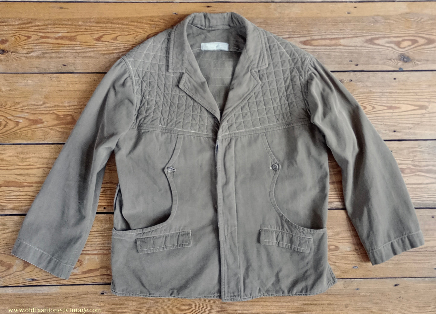 Vintage Mens 1950s Italian Maremmana Hunting Jacket Khaki Cotton 36"