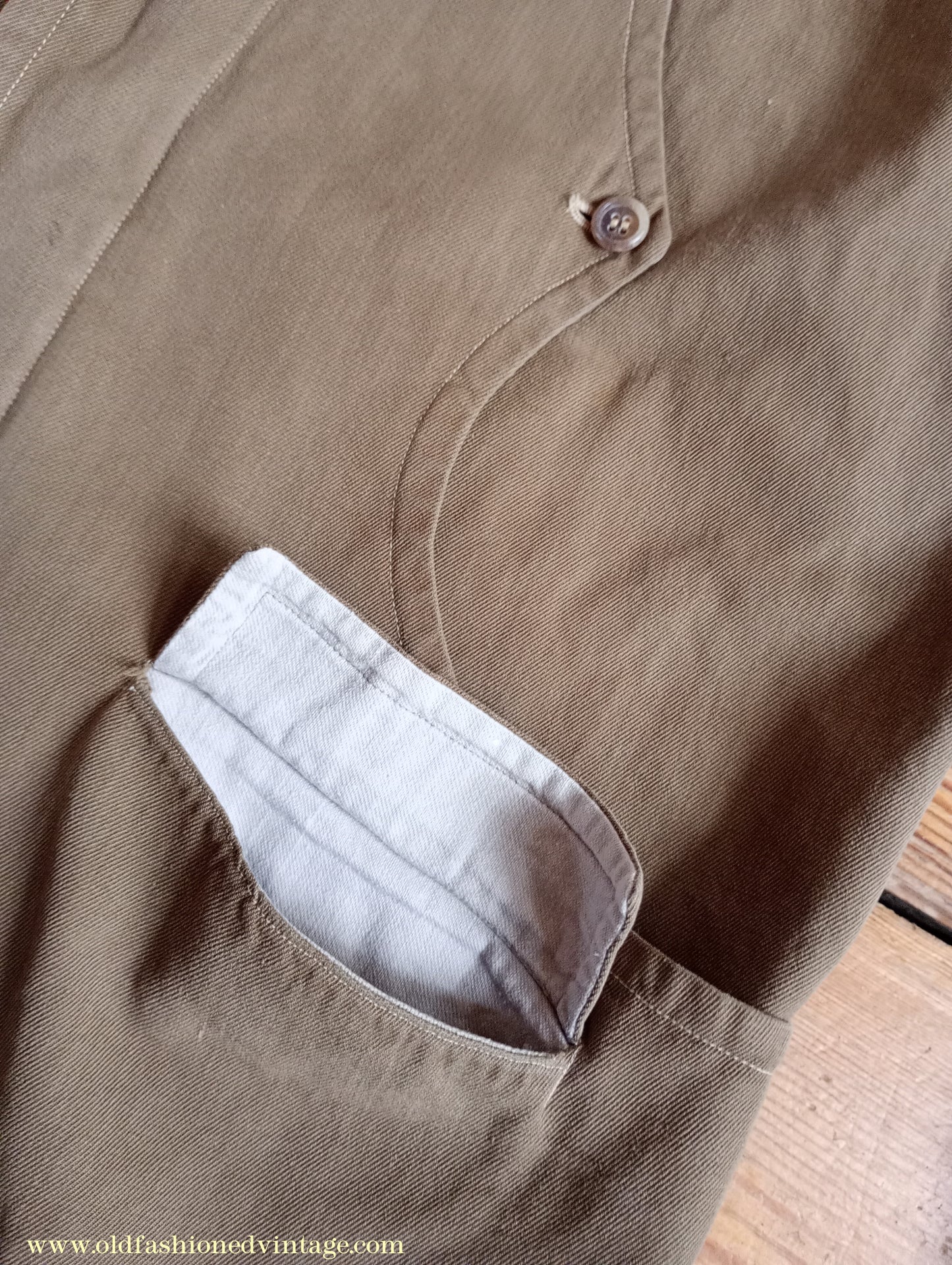 Vintage Mens 1950s Italian Maremmana Hunting Jacket Khaki Cotton 36"