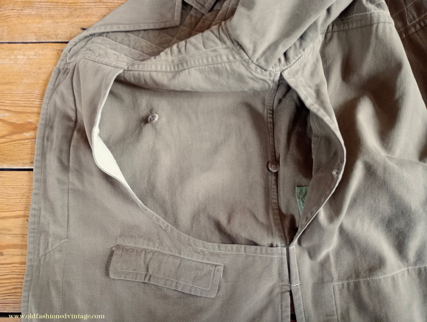 Vintage Mens 1950s Italian Maremmana Hunting Jacket Khaki Cotton 36"