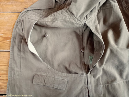 Vintage Mens 1950s Italian Maremmana Hunting Jacket Khaki Cotton 36"