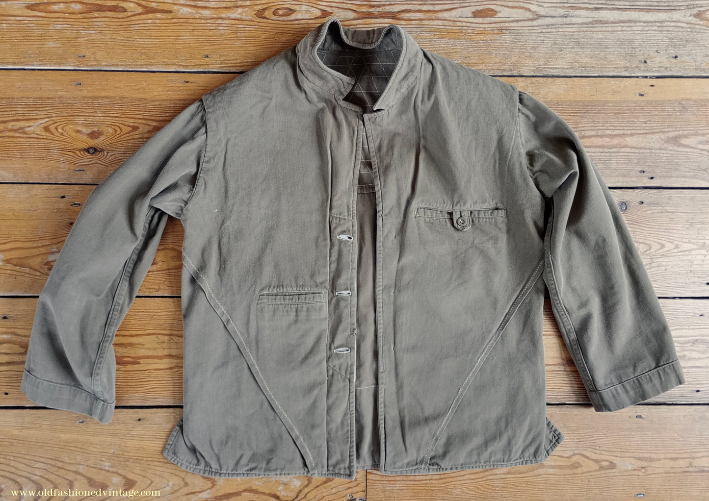 Vintage Mens 1950s Italian Maremmana Hunting Jacket Khaki Cotton 36"