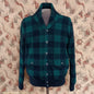 Mens Polo Ralph Lauren Shawl Collar Cardigan Sweater Jacket Green Black Buffalo Plaid Check 1930s Vintage Style M