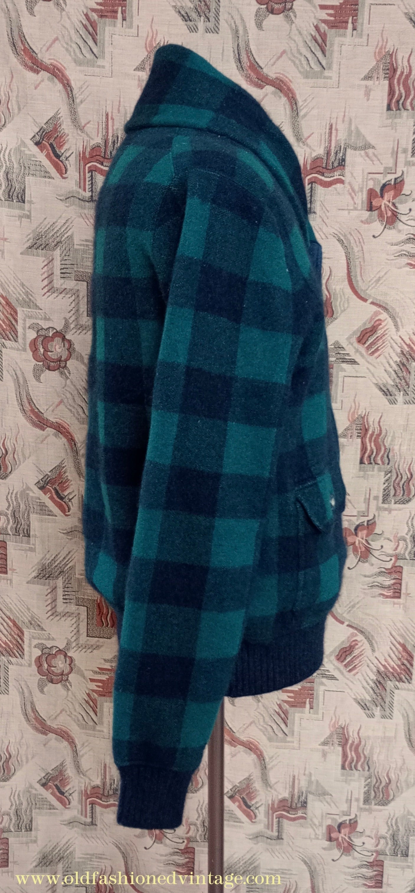 Mens Polo Ralph Lauren Shawl Collar Cardigan Sweater Jacket Green Black Buffalo Plaid Check 1930s Vintage Style M