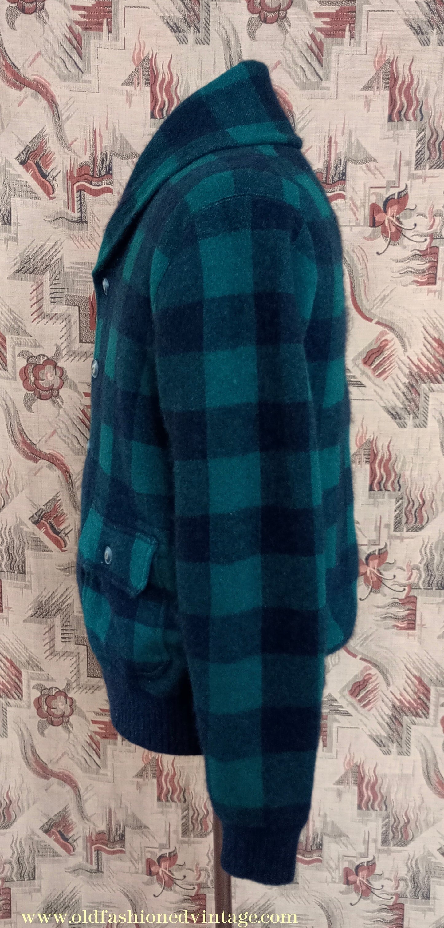 Mens Polo Ralph Lauren Shawl Collar Cardigan Sweater Jacket Green Black Buffalo Plaid Check 1930s Vintage Style M