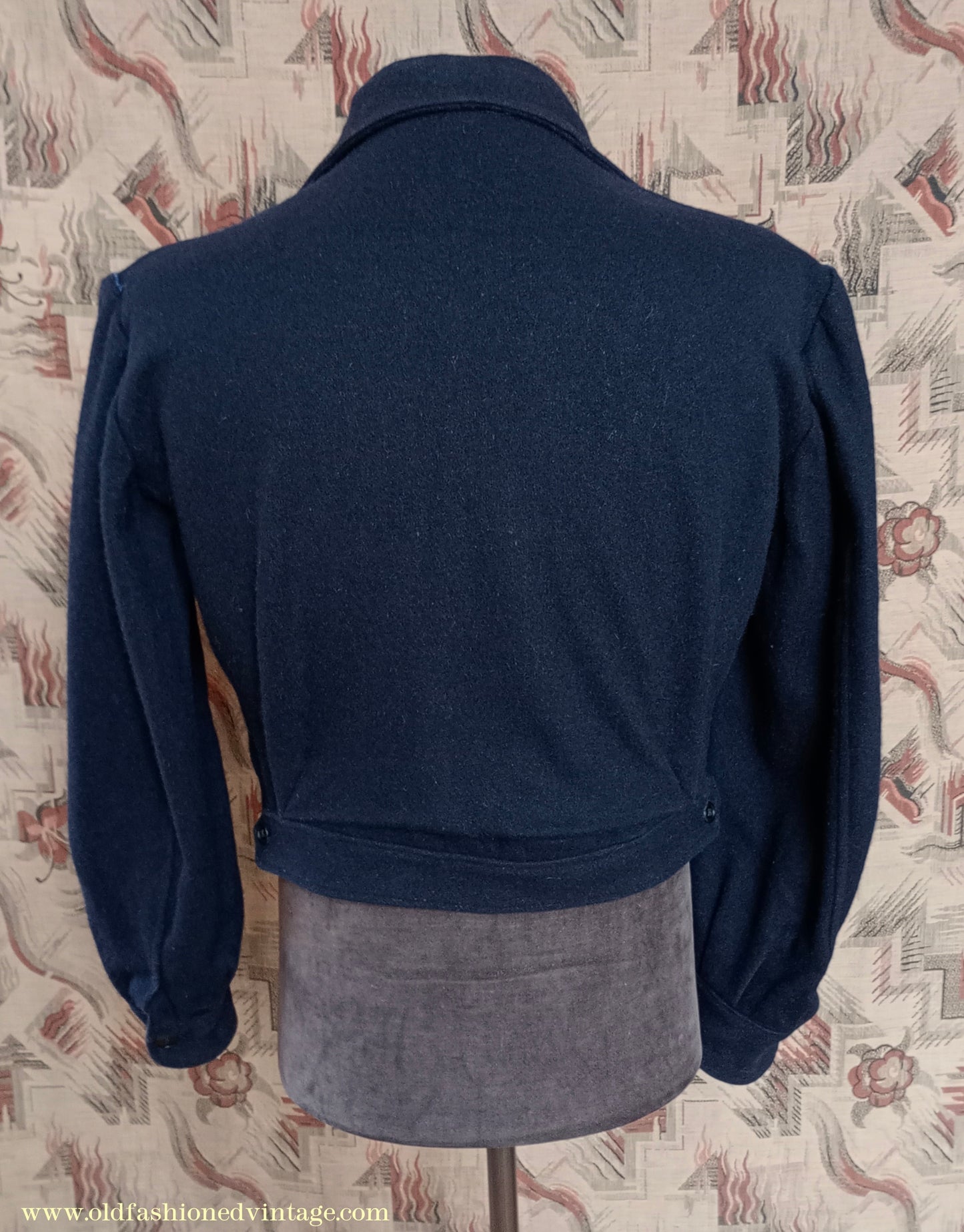 Vintage Mens 1940s French Blouson Civilianised Military Battledress Jacket Navy Blue Wool 36"
