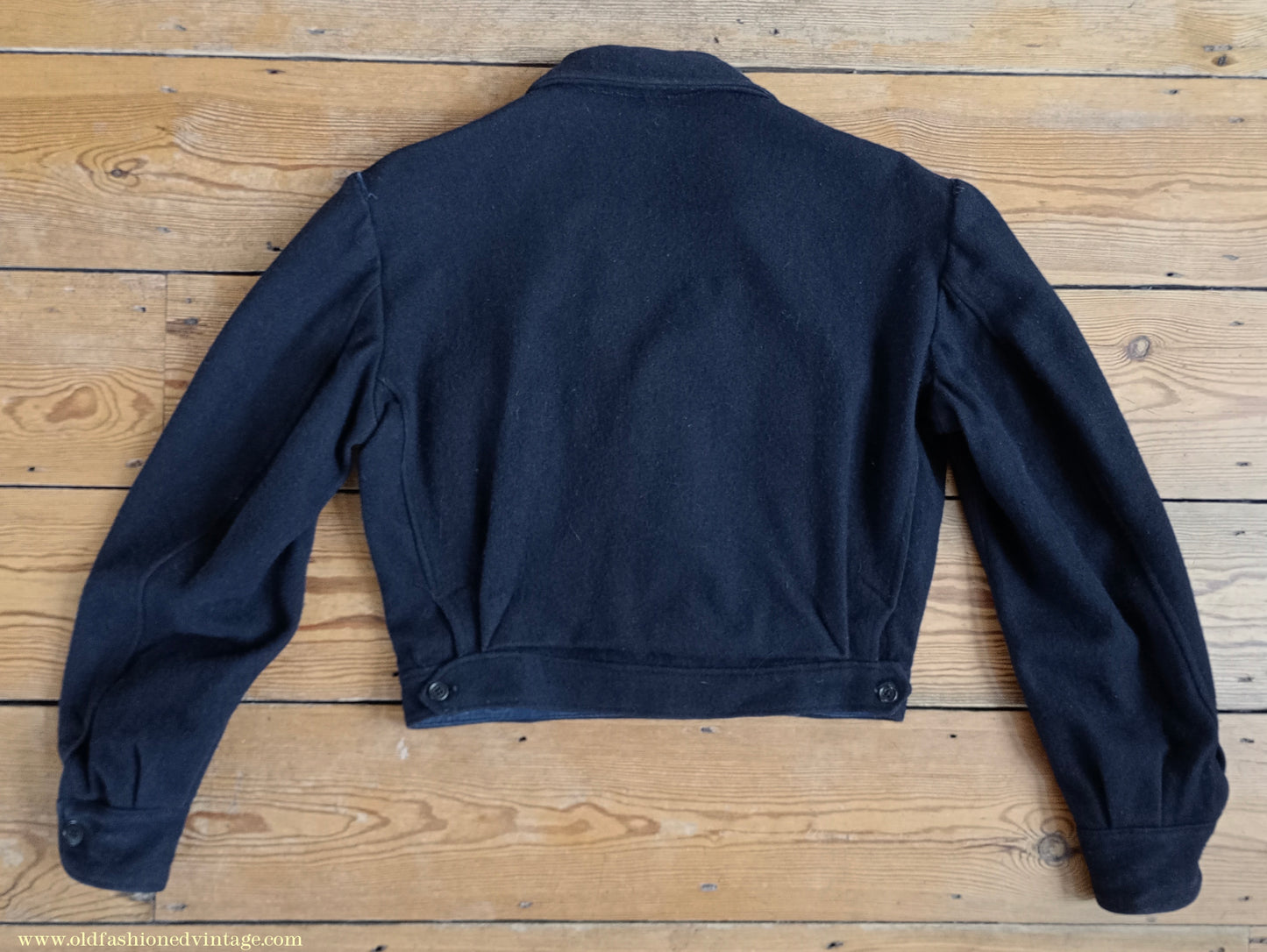 Vintage Mens 1940s French Blouson Civilianised Military Battledress Jacket Navy Blue Wool 36"