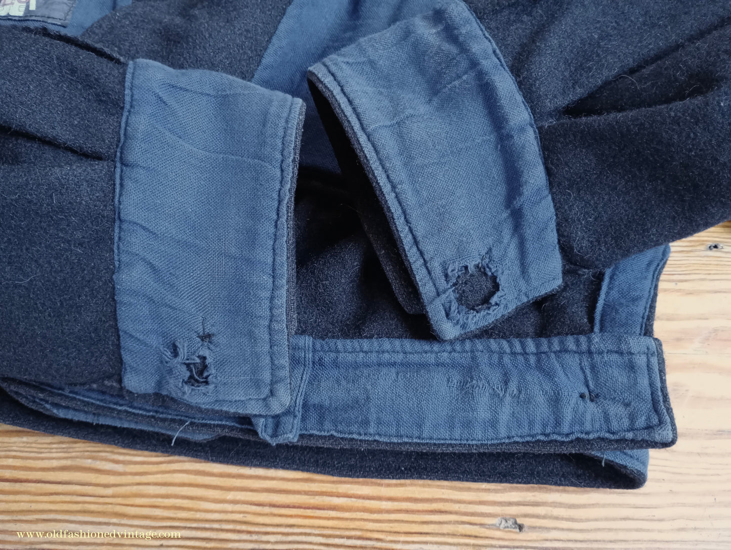 Vintage Mens 1940s French Blouson Civilianised Military Battledress Jacket Navy Blue Wool 36"