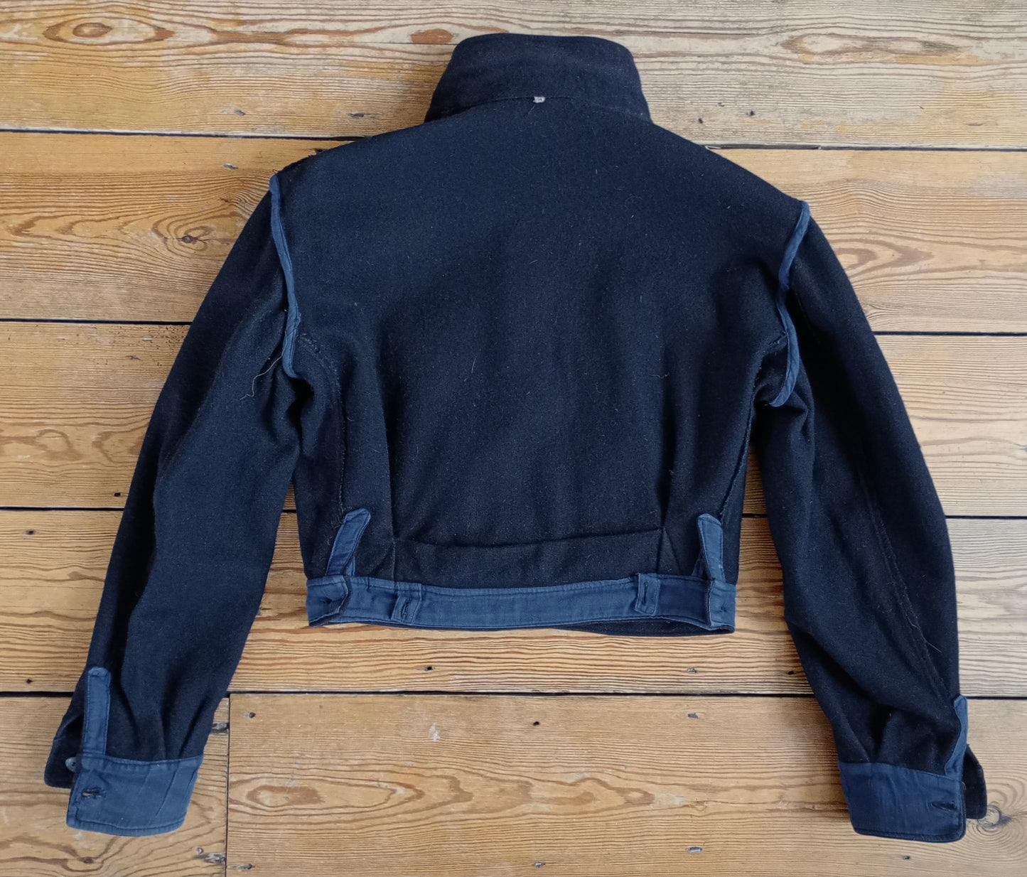 Vintage Mens 1940s French Blouson Civilianised Military Battledress Jacket Navy Blue Wool 36"