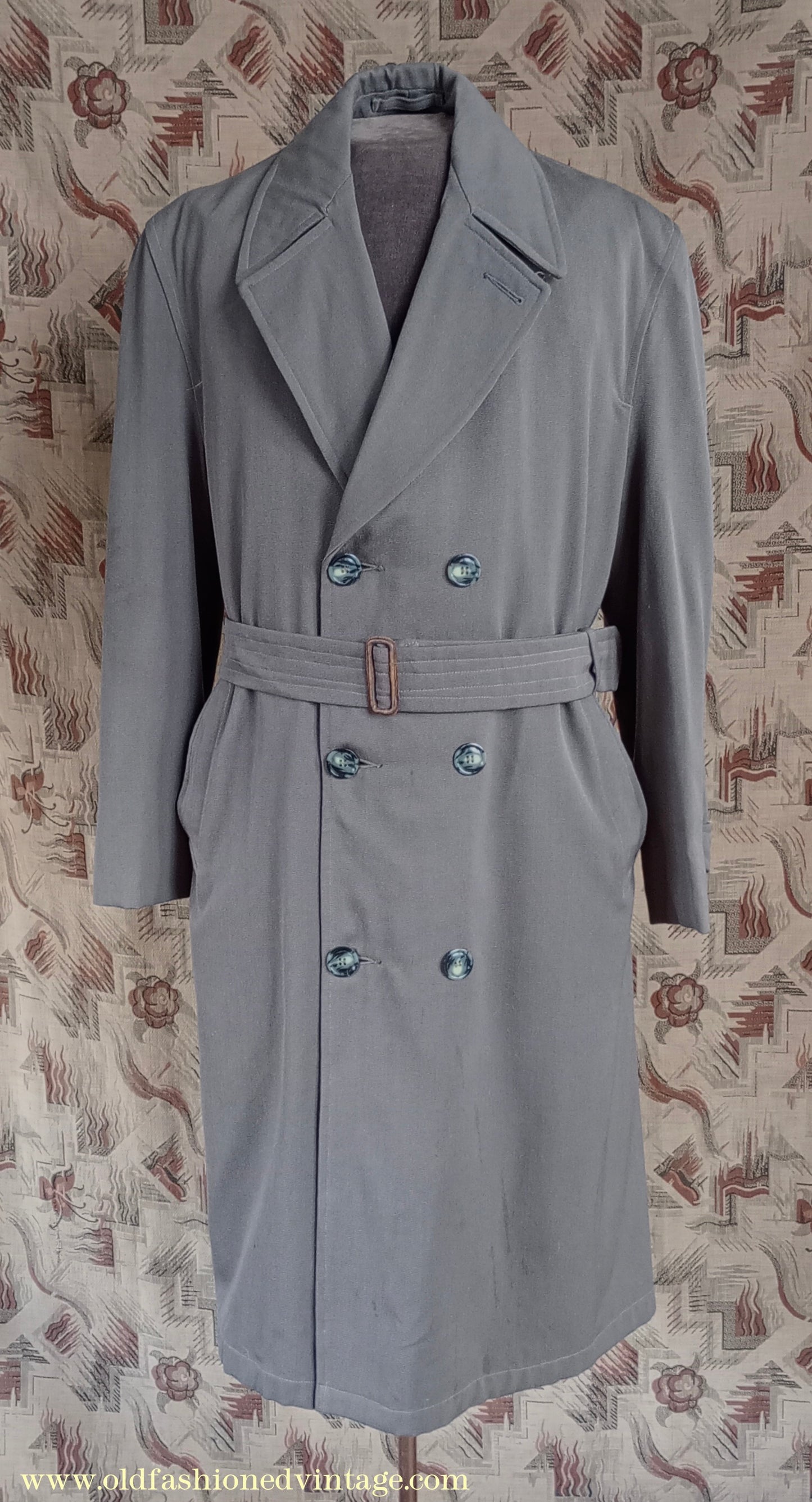 Vintage Mens 1950s Paraqua Trenchcoat Double Breasted Raincoat Rain Trench Coat Mac 40" 42"