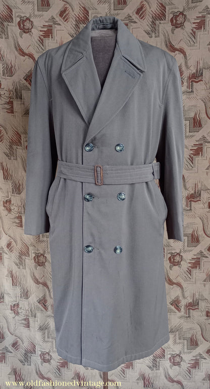 Vintage Mens 1950s Paraqua Trenchcoat Double Breasted Raincoat Rain Trench Coat Mac 40" 42"