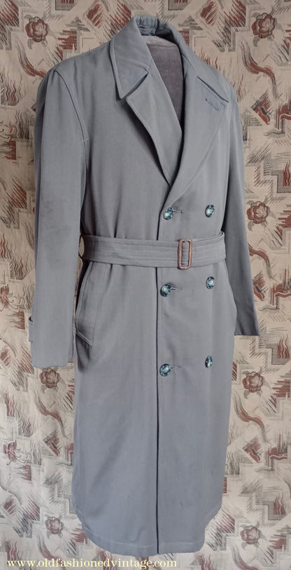 Vintage Mens 1950s Paraqua Trenchcoat Double Breasted Raincoat Rain Trench Coat Mac 40" 42"