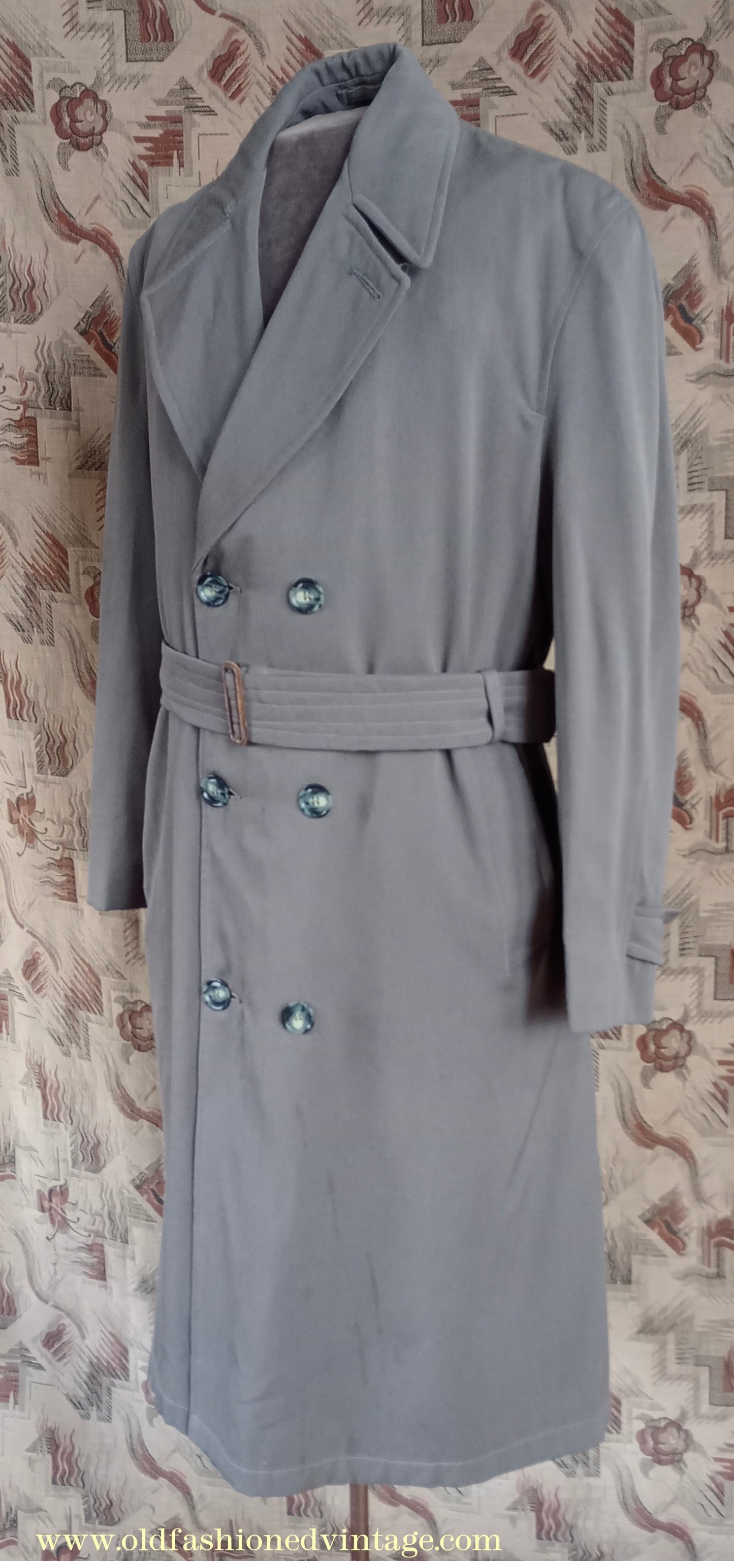 Vintage Mens 1950s Paraqua Trenchcoat Double Breasted Raincoat Rain Trench Coat Mac 40" 42"