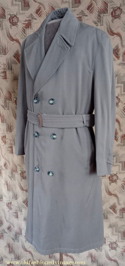 Vintage Mens 1950s Paraqua Trenchcoat Double Breasted Raincoat Rain Trench Coat Mac 40" 42"