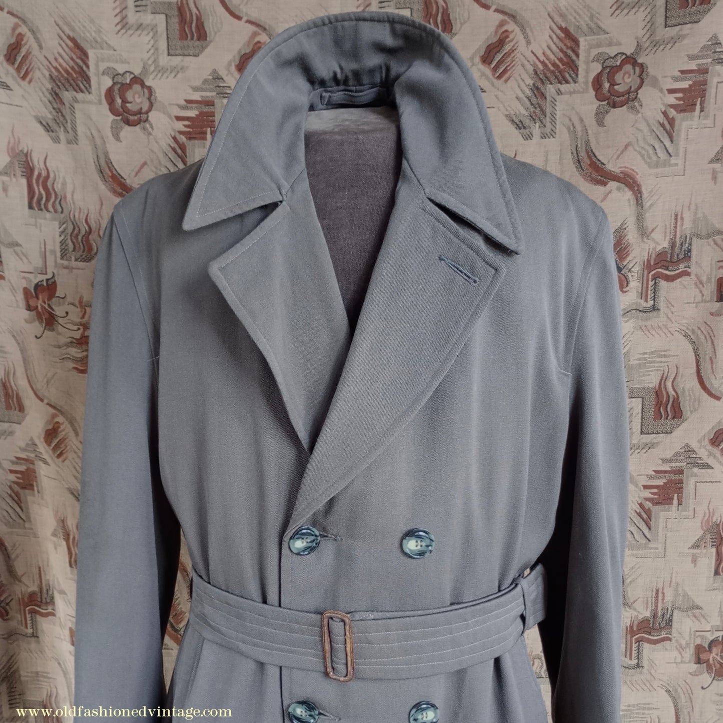 Vintage Mens 1950s Paraqua Trenchcoat Double Breasted Raincoat Rain Trench Coat Mac 40" 42"