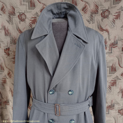 Vintage Mens 1950s Paraqua Trenchcoat Double Breasted Raincoat Rain Trench Coat Mac 40" 42"