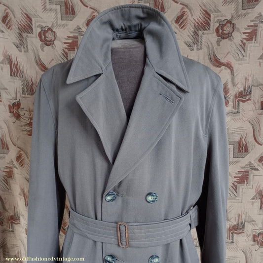 Vintage Mens 1950s Paraqua Trenchcoat Double Breasted Raincoat Rain Trench Coat Mac 40" 42"