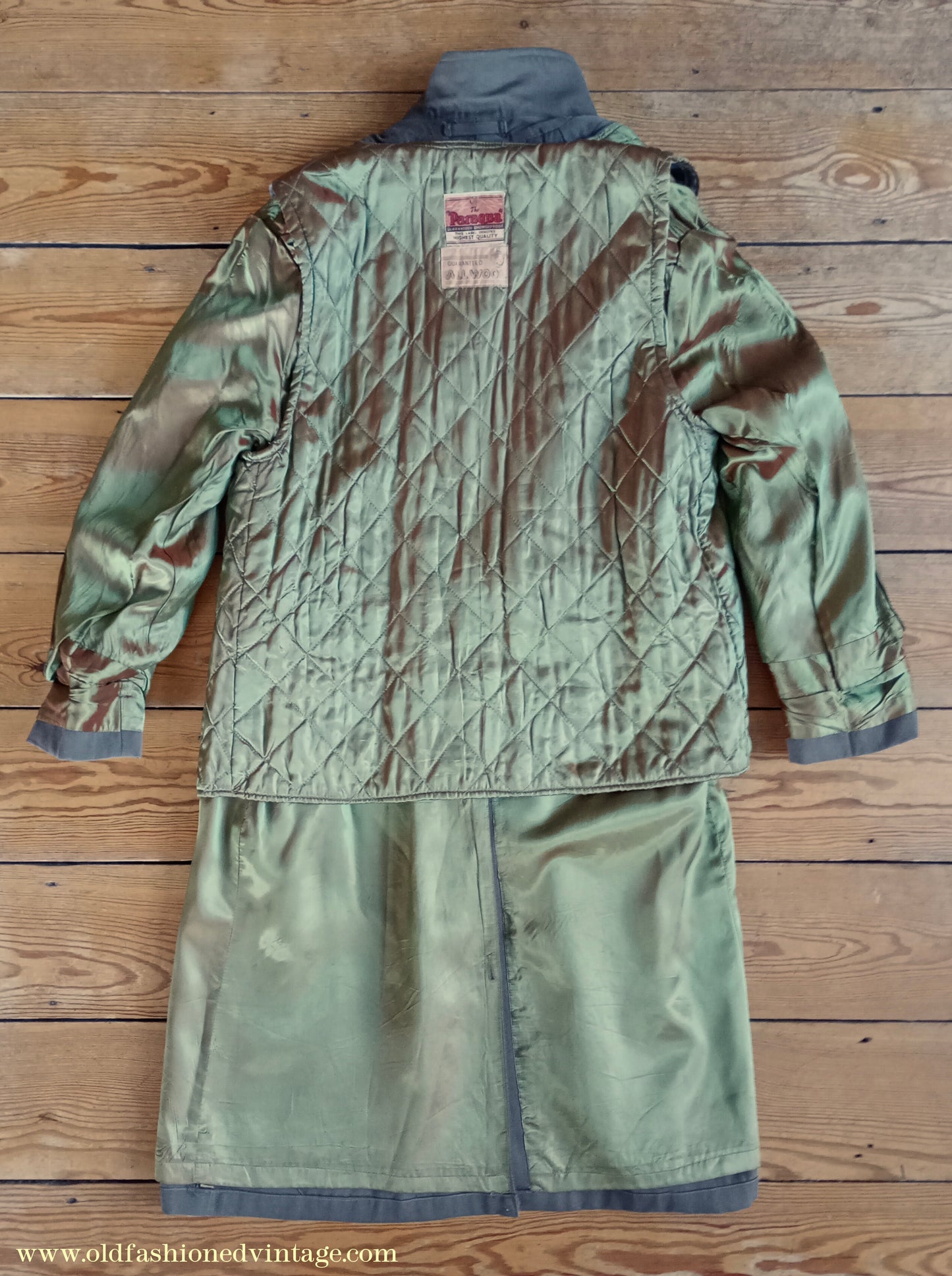 Vintage Mens 1950s Paraqua Trenchcoat Double Breasted Raincoat Rain Trench Coat Mac 40" 42"