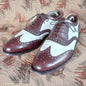 Vintage Mens Two Tone Wingtip Brogues Spectator Shoes Brown White Jones Bootmaker Gatsby UK 9.5