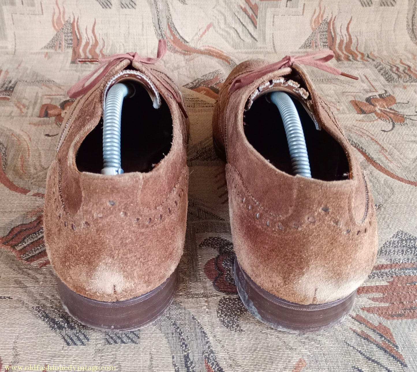 Vintage Mens 1960s Skerry Suede Brogues Shoes Wingtip Brown UK 11