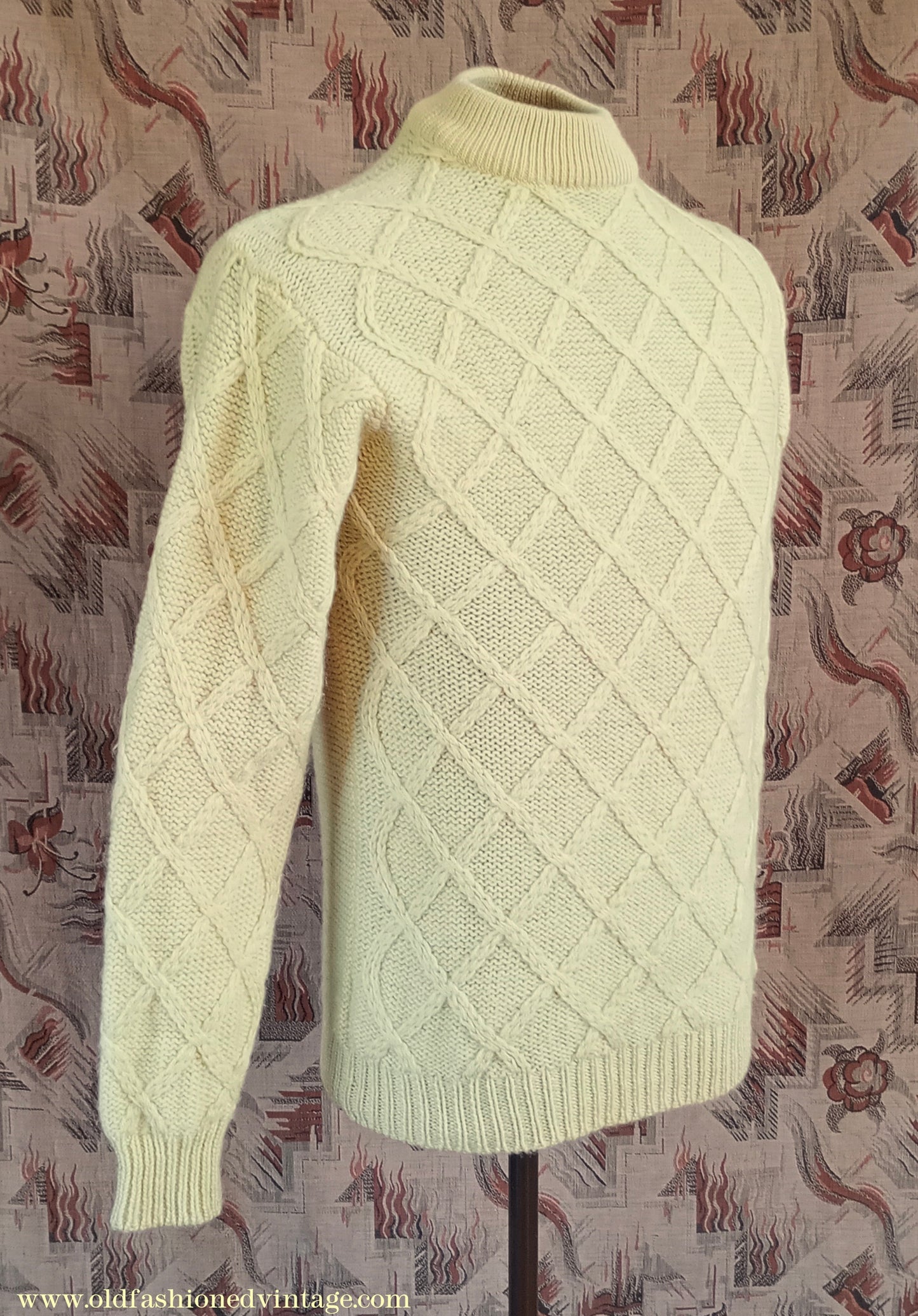 Vintage Mens 1970s 1980s Turtle Neck Jumper Sweater Yellow Wool UK S