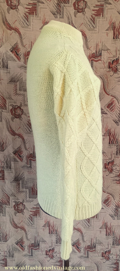 Vintage Mens 1970s 1980s Turtle Neck Jumper Sweater Yellow Wool UK S