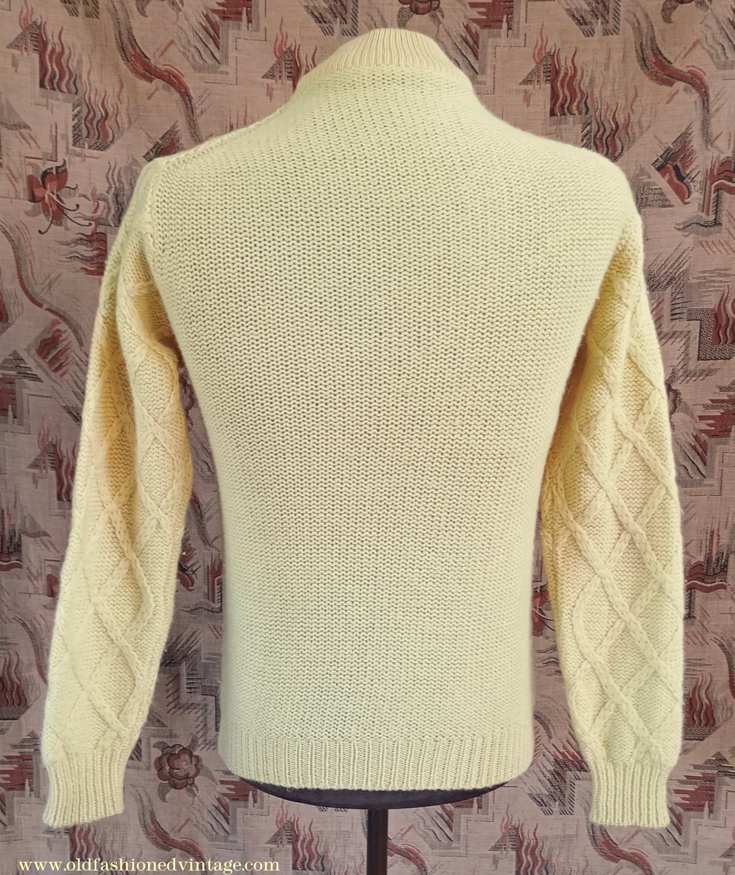 Vintage Mens 1970s 1980s Turtle Neck Jumper Sweater Yellow Wool UK S
