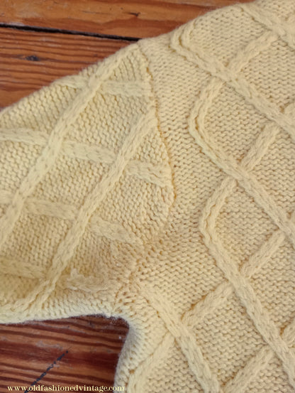 Vintage Mens 1970s 1980s Turtle Neck Jumper Sweater Yellow Wool UK S
