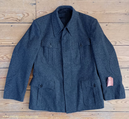 Vintage Mens NOS 1960s West German ZB Civil Defence Uniform Cold War Work Suit Jacket & Trousers Grey Wool 40" 42"