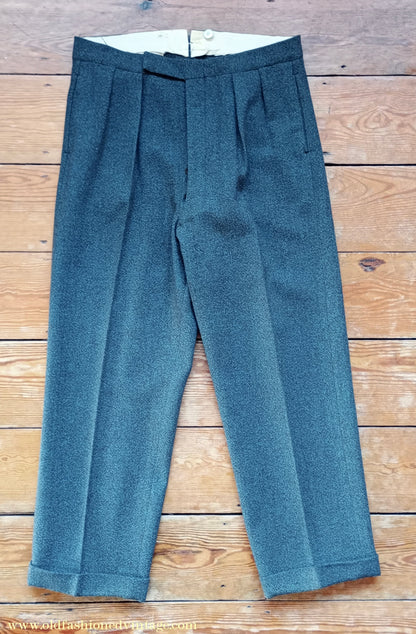 Vintage Mens 1950s 1960 Burtons Tweed 3 Piece Suit Teal Brown Speckled Fleck Thornproof Wool 40"